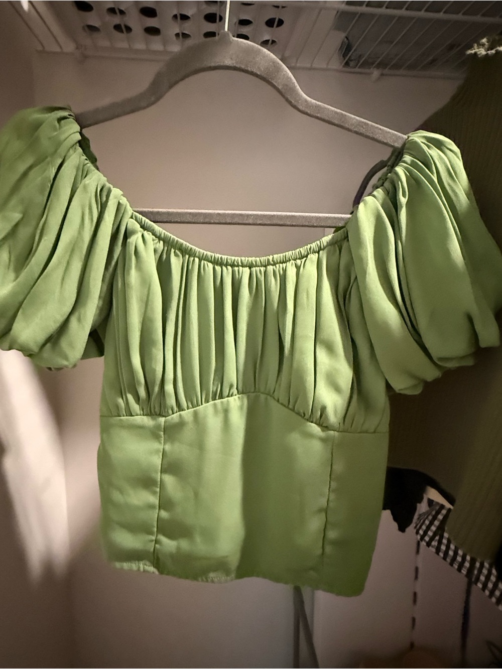 Abercrombie & Fitch Lime Green Puff-Sleeve Blouse